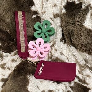 lululemon athletica Burgundy, with Pink, and Green hairclip